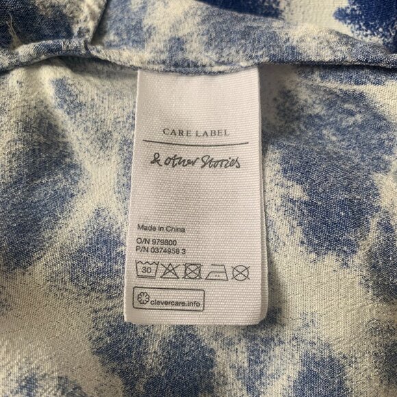 & Other Stories Short Blue Dress Coastal Grandma Beach Resort Ikat Boho Vacation - Picture 13 of 16